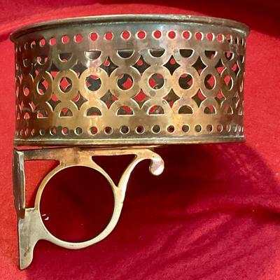 Brass wall sconce round with reticulated rim