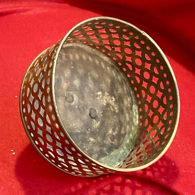 Brass wall sconce round with reticulated rim