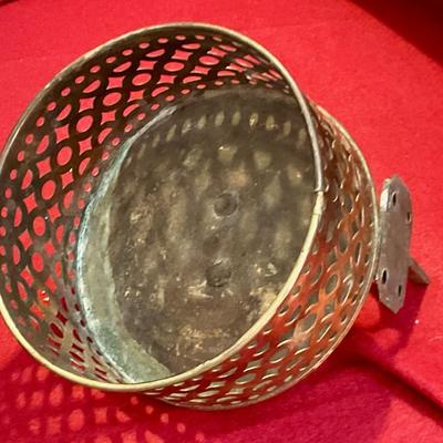 Brass wall sconce round with reticulated rim