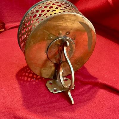 Brass wall sconce round with reticulated rim