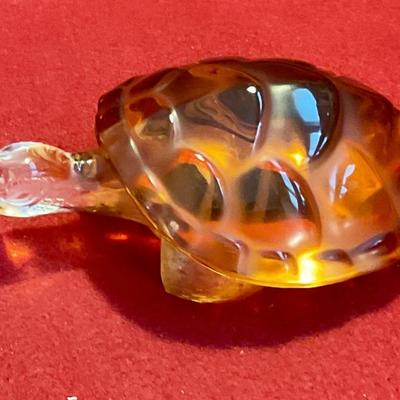 Lalique brown crystal turtle, marked Lalique France