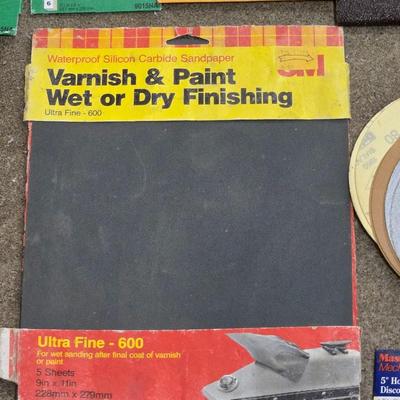 Large Lot of Sanding Paper, Discs, a Roll and More