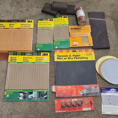Large Lot of Sanding Paper, Discs, a Roll and More