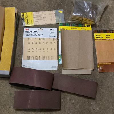 Large Lot of Sanding Items - File Sheets, Paper, Belts, Sponges and More