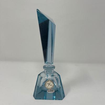 Cut Blue Crystal K West Germany Perfume Bottle