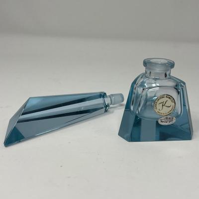 Cut Blue Crystal K West Germany Perfume Bottle