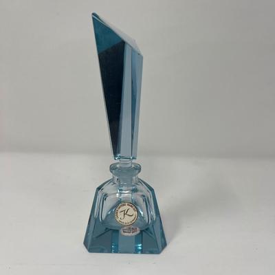 Cut Blue Crystal K West Germany Perfume Bottle