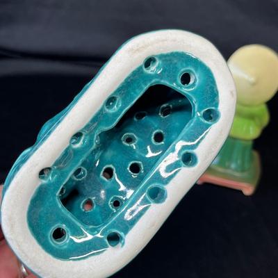 Lot 99 Art pottery lot Flower frog