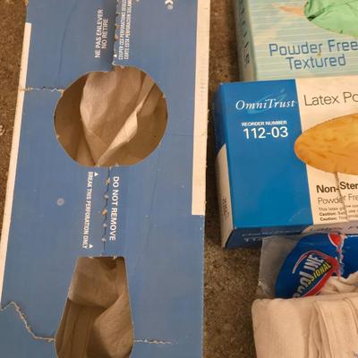 Large Lot of Shop Towels, Tack Cloth, Latex Gloves and More