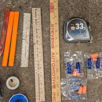 Mixed Lot of Pencils, Clips, Tapes, Earrings Plugs, and More