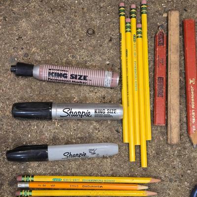 Mixed Lot of Pencils, Clips, Tapes, Earrings Plugs, and More