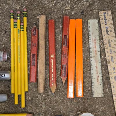 Mixed Lot of Pencils, Clips, Tapes, Earrings Plugs, and More