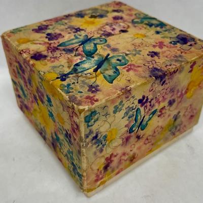 Vintage Birthday Party Cake Decoration - plastic pieces & candles in vintage box