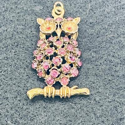 Bejeweled Owl Amethyst and Garnet Eye Pendant