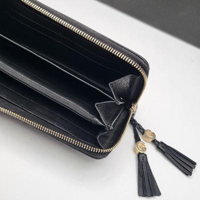 Vintage Gucci GG Tassel Black Leather Wallet