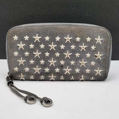 Authentic Jimmy Choo Shimmer Wallet With Star Studs