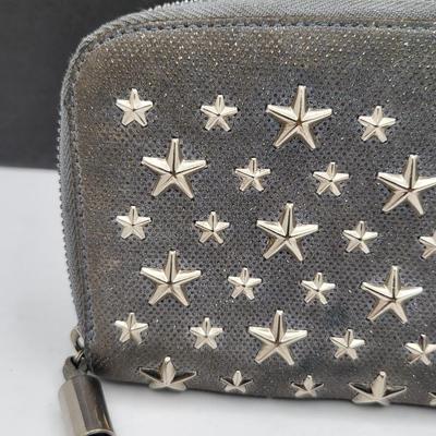 Authentic Jimmy Choo Shimmer Wallet With Star Studs