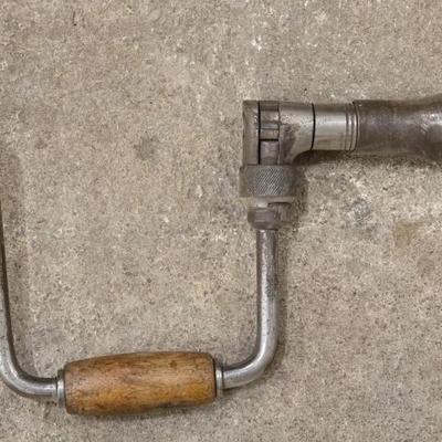 Vintage Wood Auger Hand Crank Drill
