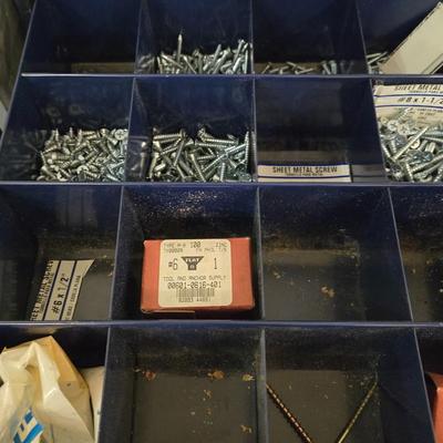 Metal Napa 4 Drawer Organizer filled with Hardware