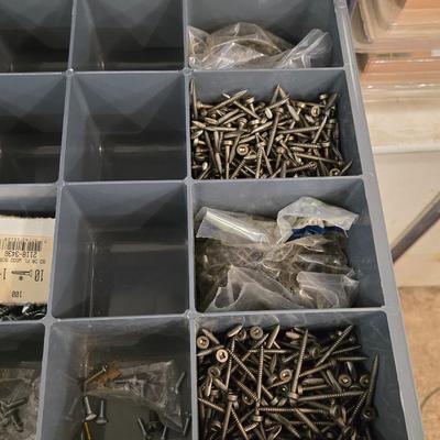 Metal Napa 4 Drawer Organizer filled with Hardware