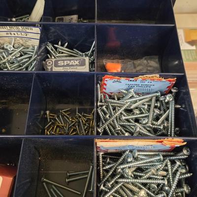 Metal Napa 4 Drawer Organizer filled with Hardware