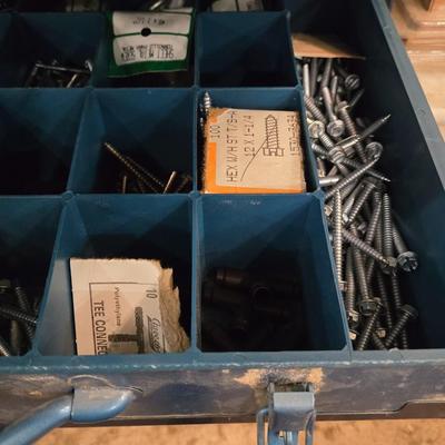 Metal Napa 4 Drawer Organizer filled with Hardware