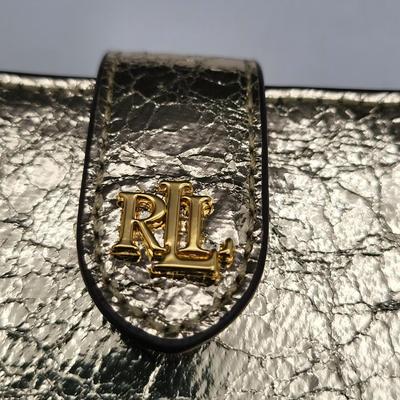 Ralph Lauren Gold Crinkle Leather Organizer Wallet