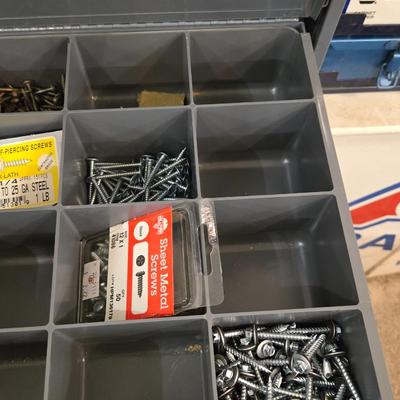 Metal Napa 4 Drawer Organizer filled with Hardware