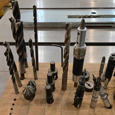 Drill and Router Bits with a Wood Base Organizer