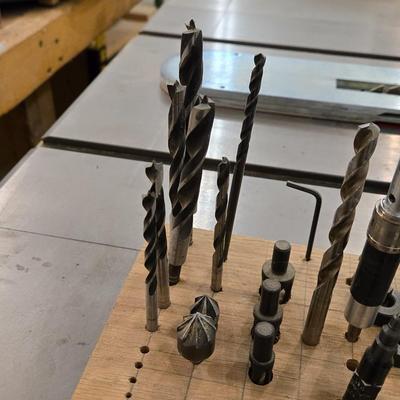 Drill and Router Bits with a Wood Base Organizer