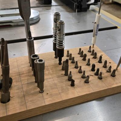 Drill and Router Bits with a Wood Base Organizer