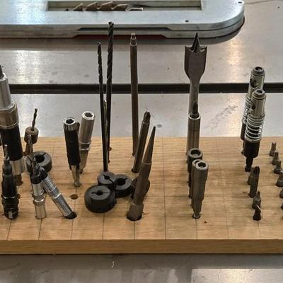 Drill and Router Bits with a Wood Base Organizer