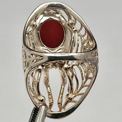 Fabulous Amber & 925 Silver Spider Web Ring 8.2gr