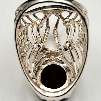 Fabulous Amber & 925 Silver Spider Web Ring 8.2gr