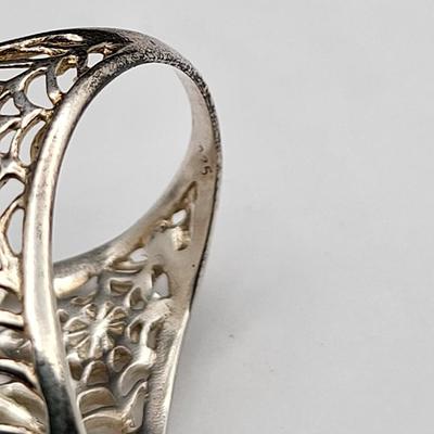 Fabulous Amber & 925 Silver Spider Web Ring 8.2gr