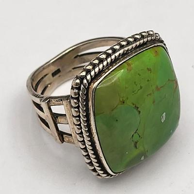 Green Turquoise & 925 Silver Ring 11gr
