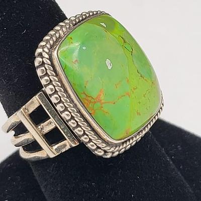 Green Turquoise & 925 Silver Ring 11gr
