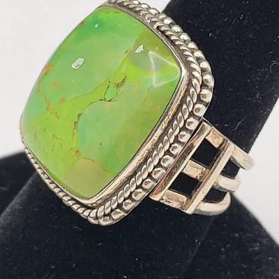 Green Turquoise & 925 Silver Ring 11gr
