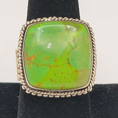 Green Turquoise & 925 Silver Ring 11gr
