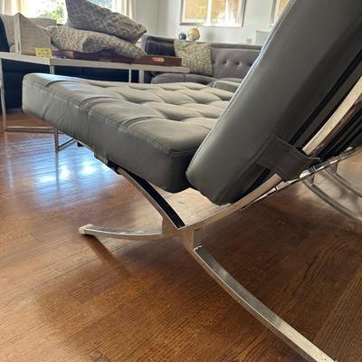 PAIR TUFTED GRAY MODERN ACCENT CHAIRS