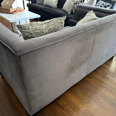 GRAY CRUSHED VELVET LOVESEAT