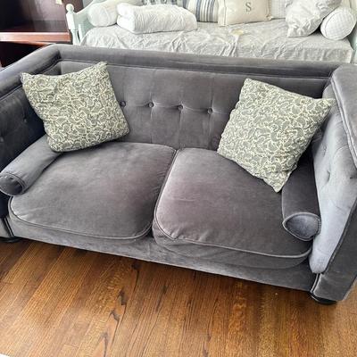 GRAY CRUSHED VELVET LOVESEAT