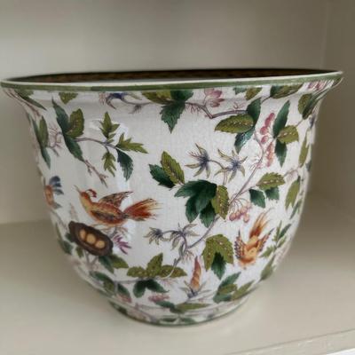 BIRD & VINE DECORATED PLANTER
