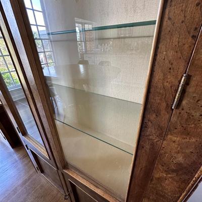 PAIR ARCHED TOP CURIO CABINETS