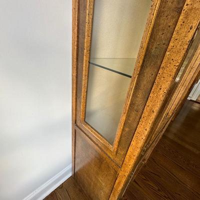PAIR ARCHED TOP CURIO CABINETS