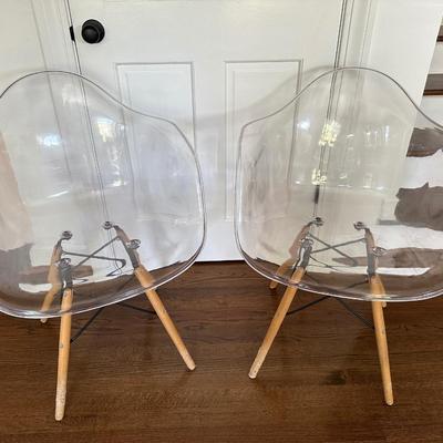 CLEAR ACRYLIC CHAIR PAIR