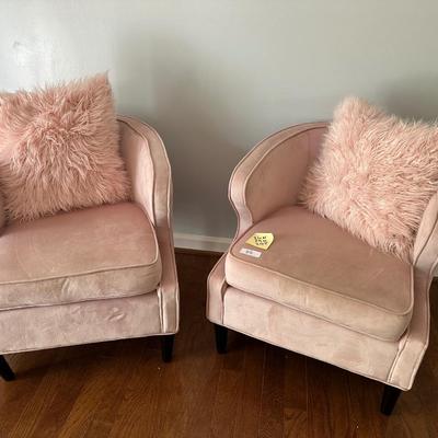PAIR PINK UPHOLSTERED CHAIRS
