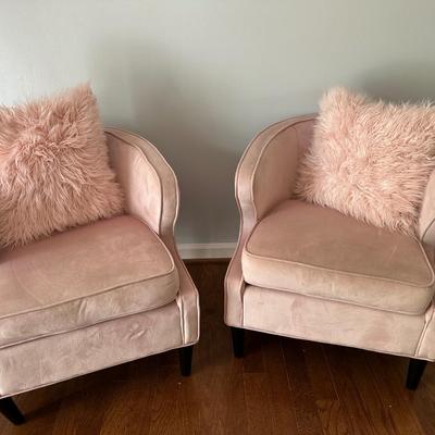 PAIR PINK UPHOLSTERED CHAIRS