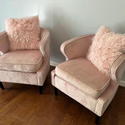 PAIR PINK UPHOLSTERED CHAIRS