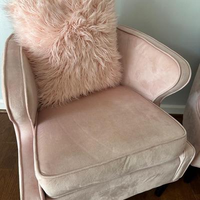 PAIR PINK UPHOLSTERED CHAIRS